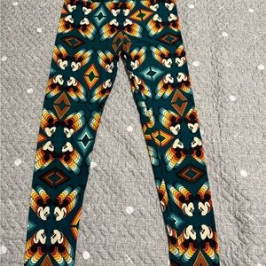 LuLaRoe Teal and Black Character Leggings- Never Worn